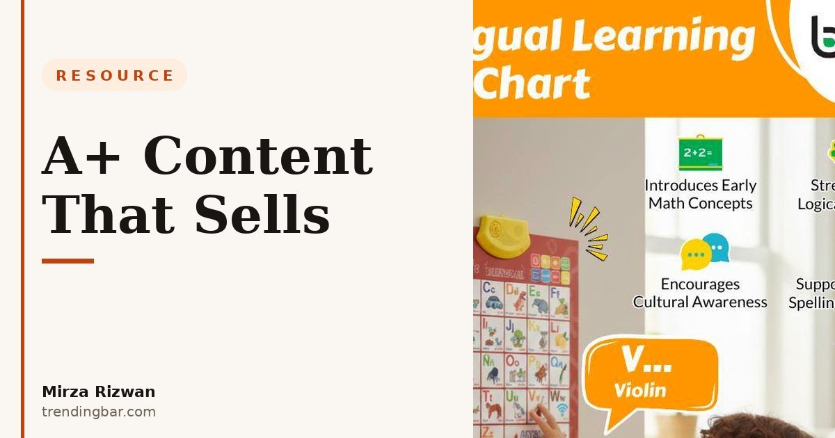 Photo of a bilingual English-Spanish learning wall chart, hero for a buyer's guide on choosing an A+ Content designer