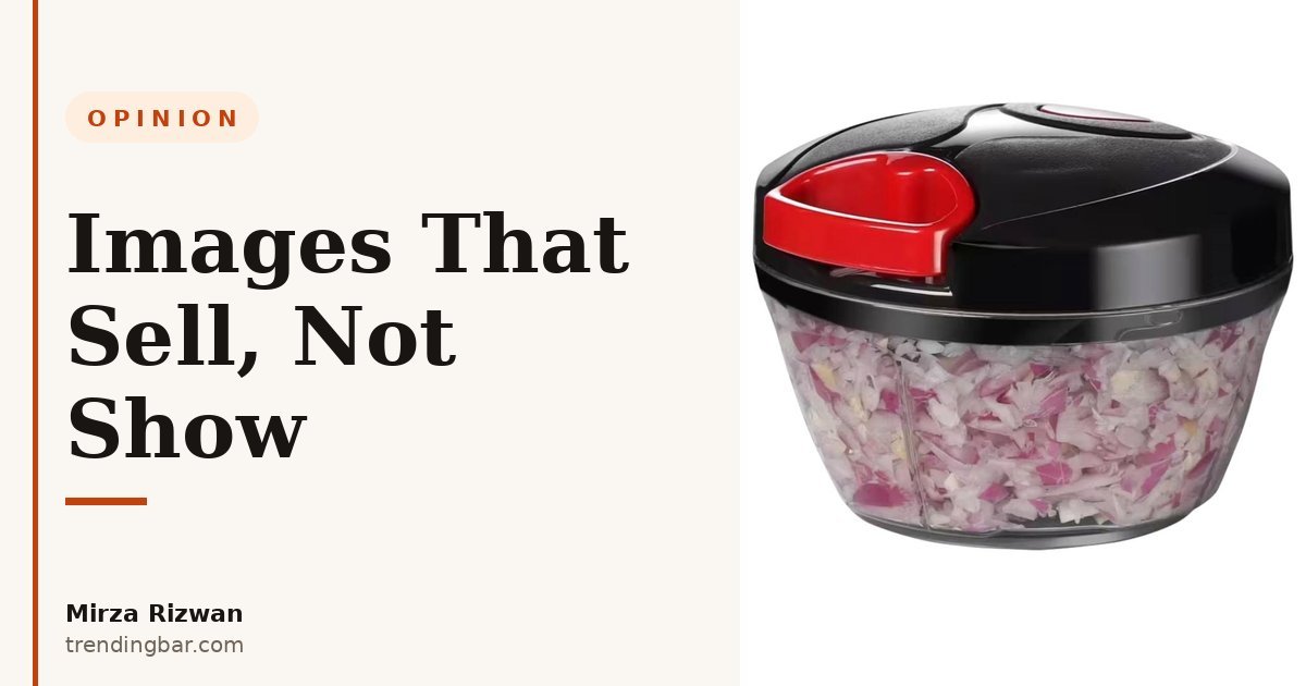 Product photo of a manual pull food chopper on white background